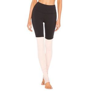ALO YOGA Goddess High Waisted Ribbed Leggings Black/Nectar
